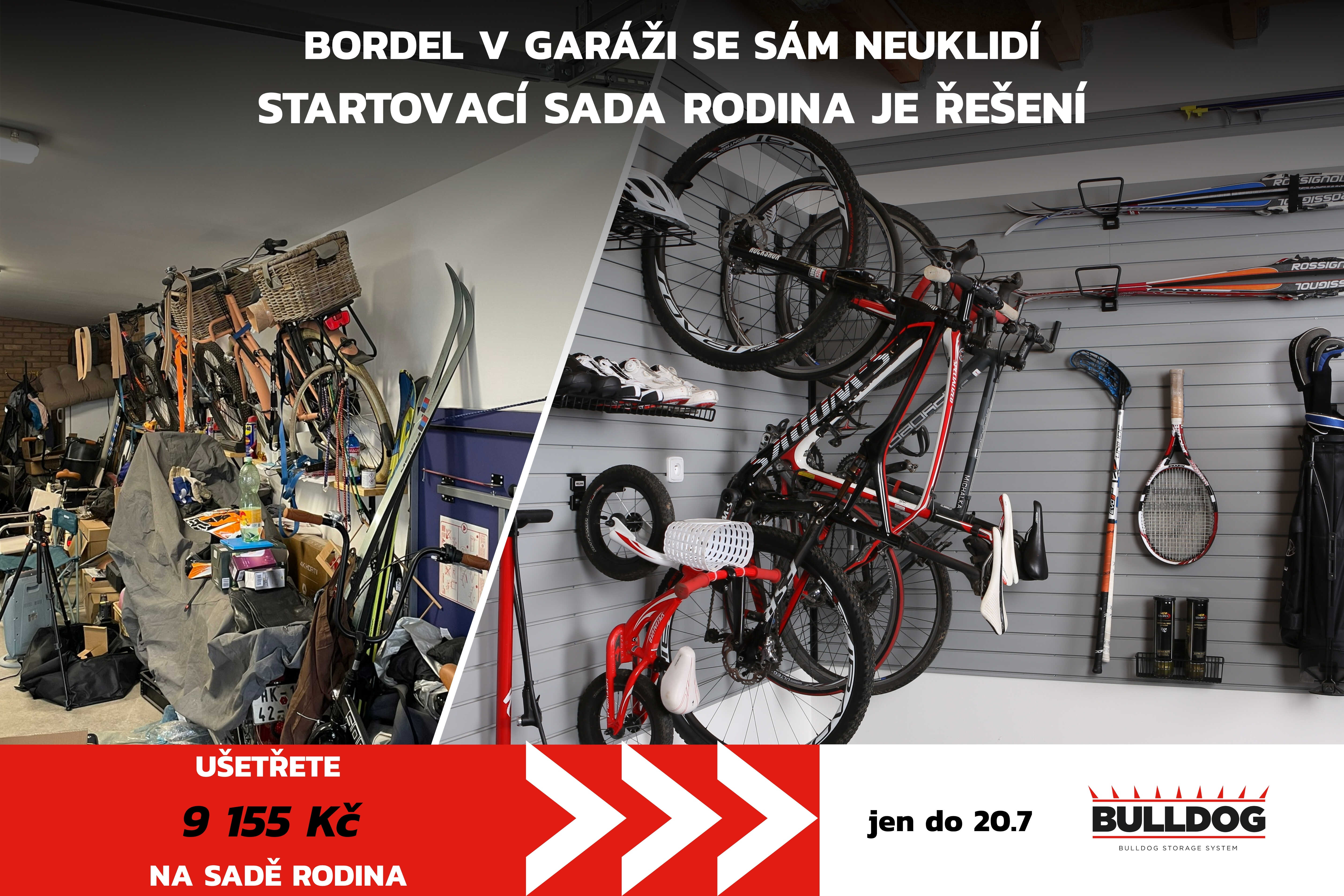Startovací sada Rodina - závěsný úložný systém do garáže - sleva